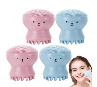4 piezas de silicona de silicona Sprobber Octopus Exfoliating Face Fuera, amigable para los viajes para exfoliar herramientas de belleza de cepillo de limpieza de masajes.