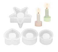 4 piezas de silicona en forma de candelabro, portavelas en forma de corazón, estrella de cinco puntas, forma redonda de silicona, portavelas, bandeja para decoración, regalos de bricolaje