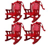 4 Piezas de Silla navideña en el Cielo con Letrero de Etiqueta, Mini Adornos navideños Rojos de Madera, Adorno Colgante de Silla vacía para pérdida, Recuerdo y simpatía de un ser Querido