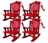 4 piezas de silla vacía de Navidad en el cielo con letrero de etiqueta, mini mecedora roja de madera, adornos colgantes para árbol de Navidad para la pérdida de un ser querido, recuerdo y adornos de