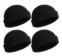 4 Piezas de Sombrero de Reloj de Arrastre Gorra Enrollable de Borde Enrollado Gorro de Pescador Unisex (Negro)
