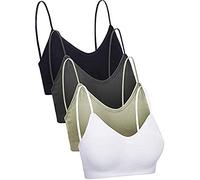4 Piezas de Sujetador de Camisola de Cuello V Bandeau Bralette sin Costura Sujetador de Dormir para Mujers Chicas (Estilo Simple, XL-XXL)