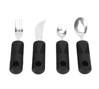 4 Piezas de Suministros Especiales Utensilios Adaptables, Utensilios de Parkinson de Goma, Mango Antideslizante, Cuchara de Acero Inoxidable, Tenedor, Cuchillo, Utensilios Adaptables para Artritis de