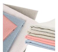 4 Piezas de Tela de Lino Natural, XCOZU Tela de Punto de Cruz, Tela de Lino de 50 cm para Hacer Ropa, Tapicería, Manteles o Decoración de Macetas, 4 Colores