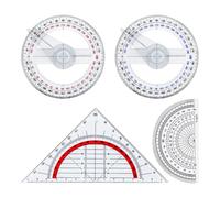 4 piezas de transportadores, transportadores de dibujo y diseño, reglas para medir ángulos, triángulos, círculos completos, transportadores de semicírculo, herramientas para medir ángulos