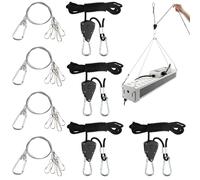4 piezas de trinquete con gancho y 4 tensores de cuerda, cable de 1/8 pulgadas, cuerdas tensoras con tensor de cuerda para grifería de luz de cultivo, lámpara para plantas, jardinería, camping cuerda