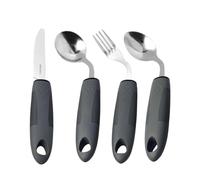 4 Piezas De Utensilios Adaptables Para Personas Mayores: Juego De Cubiertos, Cuchara Y Tenedor De Acero Inoxidable Con Mango Incorporado, Utensilios Adaptables | Utensilio Para Comer Para Temblores De