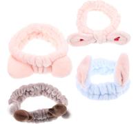 4 Piezas Diadema de Maquillaje y Astas Orejas de Gato | Antideslizante y Agradable Piel, para Rostro Limpio, Running, Baño y Rutinas de Belleza