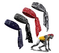 4 Piezas Diadema Hombre Pañuelo Pirata Elástica para Mujer Cinta Pelo Deporte Ajustable Bandana Hombre Absorbente de Sudor Cintas Pelo Deportivas Hombre Antideslizante para Yoga Absorbe la Humedad