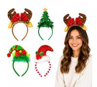 4 Piezas Diadema Navidad Adultos Diademas De Elfos Navideñas, Diademas De Cuernos De Reno Sombreros De Navidad De Santa Para La Fiesta De Navidad Celebración De Días Festivos Fiesta De Disfraces