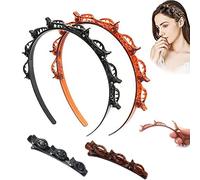 4 Piezas Diademas con pinzas, Diadema con Pinzas Mujer, Diadema con Horquilla, doble capa, antideslizante, Ponyfrisur Haarnadel für Frauen