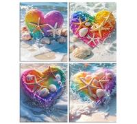 4 Piezas Diamond Painting Kit para Adultos, 5D Amor de color Pintura de Diamante, Pintura Digital de Diamantes, Kit de Cuadros para Niños y Adultos Decoración del Hogar, Regalos Femeninos 30x40cm p-50