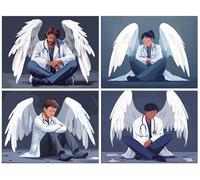 4 Piezas Diamond Painting Kit para Adultos, 5D Doctor Angel Pintura de Diamante, Pintura Digital de Diamantes, Kit de Cuadros para Niños y Adultos Decoración del Hogar, Regalos Femeninos 80x110cm p934