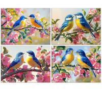4 Piezas Diamond Painting Kit para Adultos, 5D Pájaro del amor Pintura de Diamante, Pintura Digital de Diamantes, Kit de Cuadros para Niños y Adultos Decoración del Hogar, Regalos Femeninos 60x80cm p3