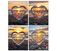 4 Piezas Diamond Painting Kit para Adultos, 5D Playa del amor Pintura de Diamante, Pintura Digital de Diamantes, Kit de Cuadros para Niños y Adultos Decoración del Hogar, Regalos Femeninos 30x40cm p-6