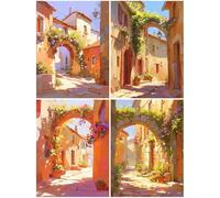 4 Piezas Diamond Painting Niños Adultos Otoño, Diamond Painting Arquitectura, Manualidades Adultos Punto de Cruz Pintura de Diamante Kit, DIY 5D Pintura Diamante Decoración Regalo Casa70x100cm S379-Y