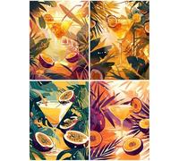 4 Piezas Diamond Painting Niños Adultos Otoño, Diamond Painting Cóctel, Manualidades Adultos Punto de Cruz Pintura de Diamante Kit, DIY 5D Pintura Diamante Decoración Regalo Dormitorio 50x60cm S183-Y