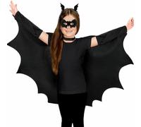 4 Piezas Disfraces de Halloween Disfraz de Murciélago para Niños Incluye Capa Negra, Antifaz de Murciélago, Pinzas para el Cabello Disfraz de Vampiro Unisex Accesorios de Halloween para niños pequeño