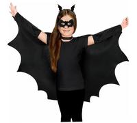 4 Piezas Disfraces de Halloween Disfraz de Murciélago para Niños Incluye Capa Negra, Antifaz de Murciélago, Pinzas para el Cabello Disfraz de Vampiro Unisex Accesorios de Halloween para niños pequeño
