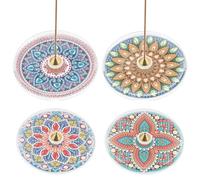 4 piezas DIY Diamond Painting Incense Tray Acrílico Diamond Art Incense Burner Stick Holder Crystal Art Tray Ornament for yoga