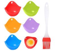 4 Piezas Egg Poacher, Escalfador De Huevos, Huevos Poche, Moldes Escalfados Para Huevos, Moldes Para Huevos Escalfados con 1 cepillo de aceite para Utensilios de Cocina, Horno, Vaporera, Sin BPA