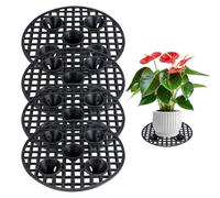 4 Piezas Elevadores de Macetas a Nivel de Planta, 20 cm Almohadillas Malla Plantas Maceta Soporte, Soporte Redondo para Macetas de Plástico, para Interior y Exterior, Jardín, Cubierta (Negro)