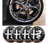 4 Piezas Emblema Decorativo 50 mm versión Blanco y Negro Pegatinas para Llantas Tazas compatibles con Alfa Romeo 147, 156, 159, 166, Giulietta, Mito, Stelvio, Giulia