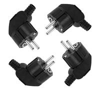 4 Piezas Enchufe Schuko Clavija Enchufe Schuko Macho 250V 16A Enchufe Macho Enchufe de Contacto a Tierra IP20 Protección Negro