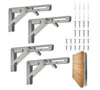 4 Piezas Escuadras Abatibles 350mm/14in,Soporte Estantería Plegable,Montados en la Pared Soporte de Estanterias,Escuadra Plegable de Acero Inoxidable,Balda Plegable Bricolaje,Carga Máxima: 80kg