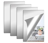4 Piezas Espejo Autoadhesivo Pared Flexibles Espejos Acrílico, Pegatina para Armarios Sala de Estar Baño