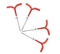 4 Piezas Estaca Espiral Roja para Tienda de Campaña y Toldo, Agarre de Goma | Metal Resistente Corrosión, Punta Afilada y Rosca, Instalación Manual Rápida, para Línea y Refugio