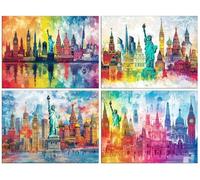 4 Piezas Estatua de la libertad Diamond Painting, 5D Diamond Painting Kit Completo, Manualidades Adultos DIY Cristal Pintura de Diamante Para, Paintings Para Decor de Pared del Hogar 70x90cm O-1149