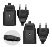 4 piezas Euro Acoplamiento Schuko plano, goma toma eléctrica hembra 250 V IP20, conector europeo enchufe plano con contacto de protección, enchufes adaptadores universales, negro