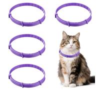 4 Piezas Feromonas Gatos, 38 x 1 cm Calming Collar for Cats, Collares Calmantes para Gatos, Collares Calmantes de Feromonas, Ajustable, Reduce Estrés y Ansiedad, para Gatitos y Gatos Adultos, Violetas
