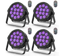 4 Piezas Foco LED Par 14 * 6W RGBW DMX512 luces de fiesta discoteca para casa con mando a distancia maestro esclavo sonido luz escenario Auto con soporte luz DJ para Bar KTV Boda Halloween Navidad