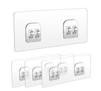 4 Piezas Ganchos Adhesivos para Estantes Rinconera Ducha, Ganchos Adhesivos Fuertes, Gancho de Pared Resistentes al Agua, para Baño Cesta Jabonera Gancho Colgar Accesorios de Cocina Sin Perforación