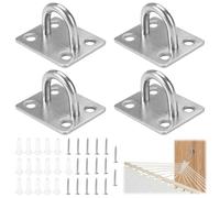4 Piezas Ganchos Pared Con Tornillos Conjunto, Gancho Resistente Forma U, Metal Acero Inoxidable Ganchos 304 Resistentes, Juego Ganchos Rosca para Colgar Redes, Cuerdas, Hamaca, Anillas de Gimnasia
