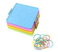 4 Piezas Geoboard de Doble Cara, con 80 Bandas de Goma, Tablero de Clavos de Doble Cara, Banda Elástica, Material Didáctico para Niños para Crecer con Niños