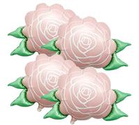 4 Piezas Gigantes Globos de Flor de Aluminio Rosa, 32 Pulgadas Globos de Rosa Floral para Decoración de Bodas Cumpleaños, Hermosa Decoración del Día de la Madre Pascua, Globos