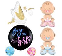 4 Piezas Globo RevelacióN De GéNero,Globo Negro NiñO O NiñA,Gender Reveal,Globos Baby Shower NiñA,Globo Revelador De Sexo Set,Baby Shower Party,Genger Reveal,Sorpresa Embarazo,Celebracion Fiesta