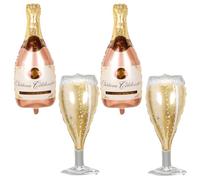 4 Piezas Globos de Papel de Champán Botella, XXL Gigante Globos de Copa de Vino, Globos de Helio Aluminio de botella de vino para Regalo Aniversario Cumpleaños Vacaciones Traje Fiesta Nupcial Boda