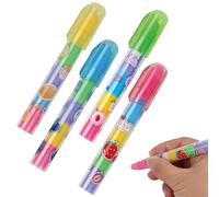 4 Piezas Goma de Borrar Empujable en Forma Borradores Deslizantes En Estilo de Frutas 5 Color Borradores de Clic Apilables Borrador en Forma de Bolígrafo para Papelería Oficina