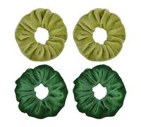 4 Piezas Gomas Para El Cabello De Terciopelo, Gomas Para El Cabello Elásticas Suaves, Gomas Para El Cabello De Cola De Caballo, Accesorios Para El Cabello Escolares Verdes