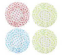 [4 Piezas] Gorros de Ducha, Impermeable Gorros de Ducha Grande Reutilizables Gorro de Baño Elástico, Lavables Banda Gorros de Pelo para Mujeres Niña el Cuidado del Maquillaje Balneario