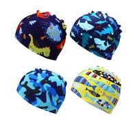 4 Piezas Gorros de Natación para Niños, Lindos Gorros de Dibujos Animados y Animales, Elásticos, Accesorios de Natación