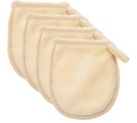 4 Piezas Guante Desmaquillante Facial Reutilizable de Fibra Blanco | Limpieza Facial y Eliminación de Maquillaje, Lavable, Diseño Simple, Práctico para Viaje y Uso Diario