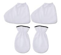 4 Piezas Guantes de Parafina para Spa, Poliéster Franela, Blanco | Manoplas y Botines de Calor, Uso Profesional o Doméstico, Retención Térmica, Lavables, Activan Tejidos