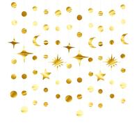 4 Piezas Guirnalda Papel Estrellas y Luna Kit,Adornos Colgantes de Eid,para Colgar guirnaldas,banderines,decoración de Pared,Techo, Fiesta,decoración