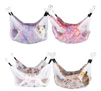 4 piezas Hamaca para conejillos de Indias: doble capa Hamaca para ratas y conejillos de indias, Hamaca colgante para animales pequeños para hurones, ratas, cobayas, loro, hámster