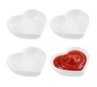4 Piezas Heart Sharpe Plato de Salsa de Cerámica, 115 ml Mini Plato de Inmersión de Soja, Cuencos de Cerámica para Salsas, Cuencos Pequeños para Salsa, para Sushi, Aperitivos, Condimentos, Especias